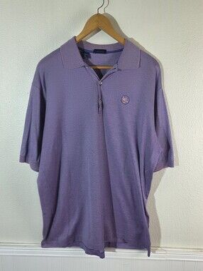 Jeff Rose Polo Shirt Mens XL Purple Golf Shirt Made In Italy 100% Cotton Embroid